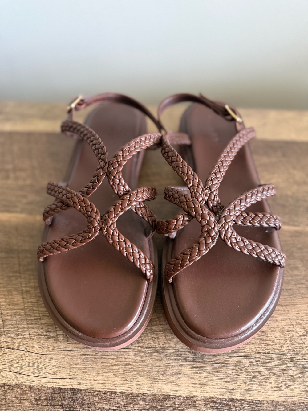 Old Navy Braided Leather-Look Brown Sandals